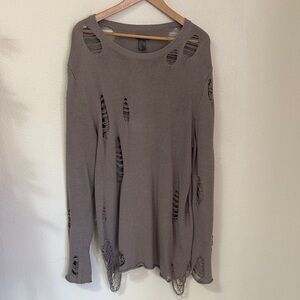 H&M Distressed Men’s Distressed Taupe Lightweight Sweater